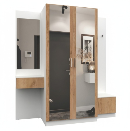 Набор мебели для прихожей "Марсель-164" МР 01-164 В2160 Ш2000 Г580 (ЛДСП Дуб крафт золотой)